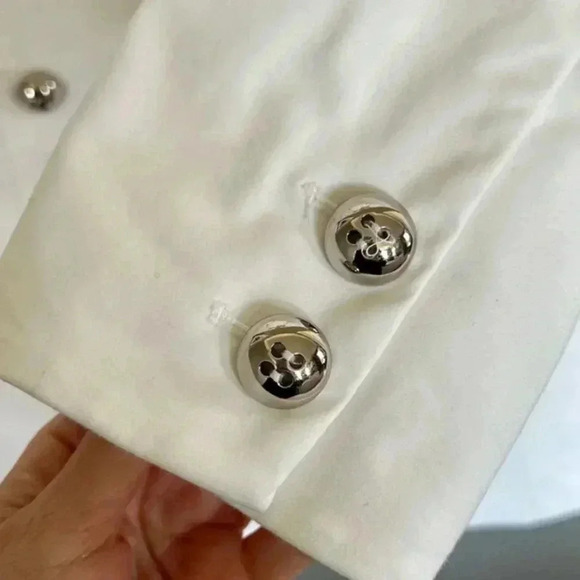 [US12]Etcetera-Anthropologie Cream Double  Breasted Blazer Jacket Trench coat - Picture 8 of 8